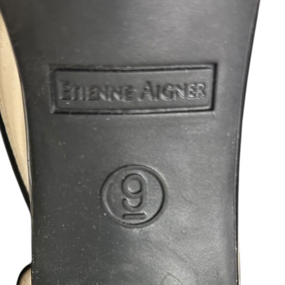 Etienne Aigner Opera T-Strap Black Open Toe Sandal Heels Women’s Size 9 - Picture 7 of 7